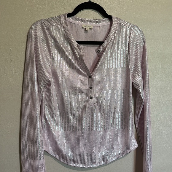 Anthropologie Pilcro Shimmering Light Pink Blouse size medium - Picture 1 of 6